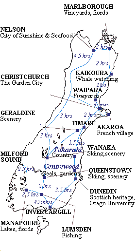 Some distances on South Island NZ